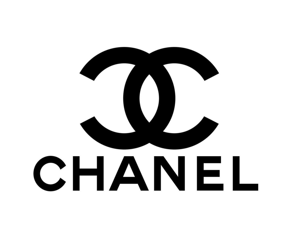 chanel brand clothes with name logo symbol black design fashion illustration free vector